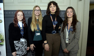Four of our business administration apprentice ambassadors stood at the University Apprenticeships stand at the 2019 Apprenticeship expo and awards event 